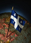Quebec flag on Quebec map